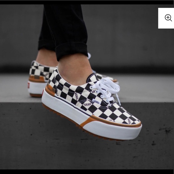 vans checkerboard stacked slip on